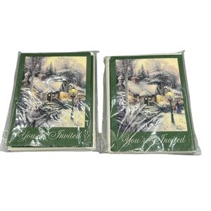 Thomas Kinkade Hallmark “You’re Invited” Christmas Cottage Invitations Sealed